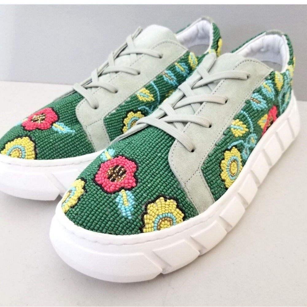 Free People Floral Beaded Platform Sneakers - Picture 1 of 12